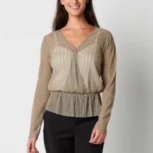 Long Sleeved Peplum Blouse